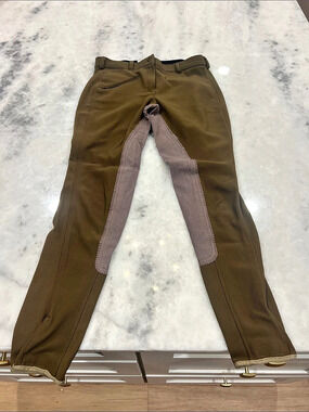 TuffRider Ladies Ribb Full Seat Breeches Brown & Purple Size 26